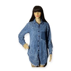 Kroix High Low Denim Shirt Size L